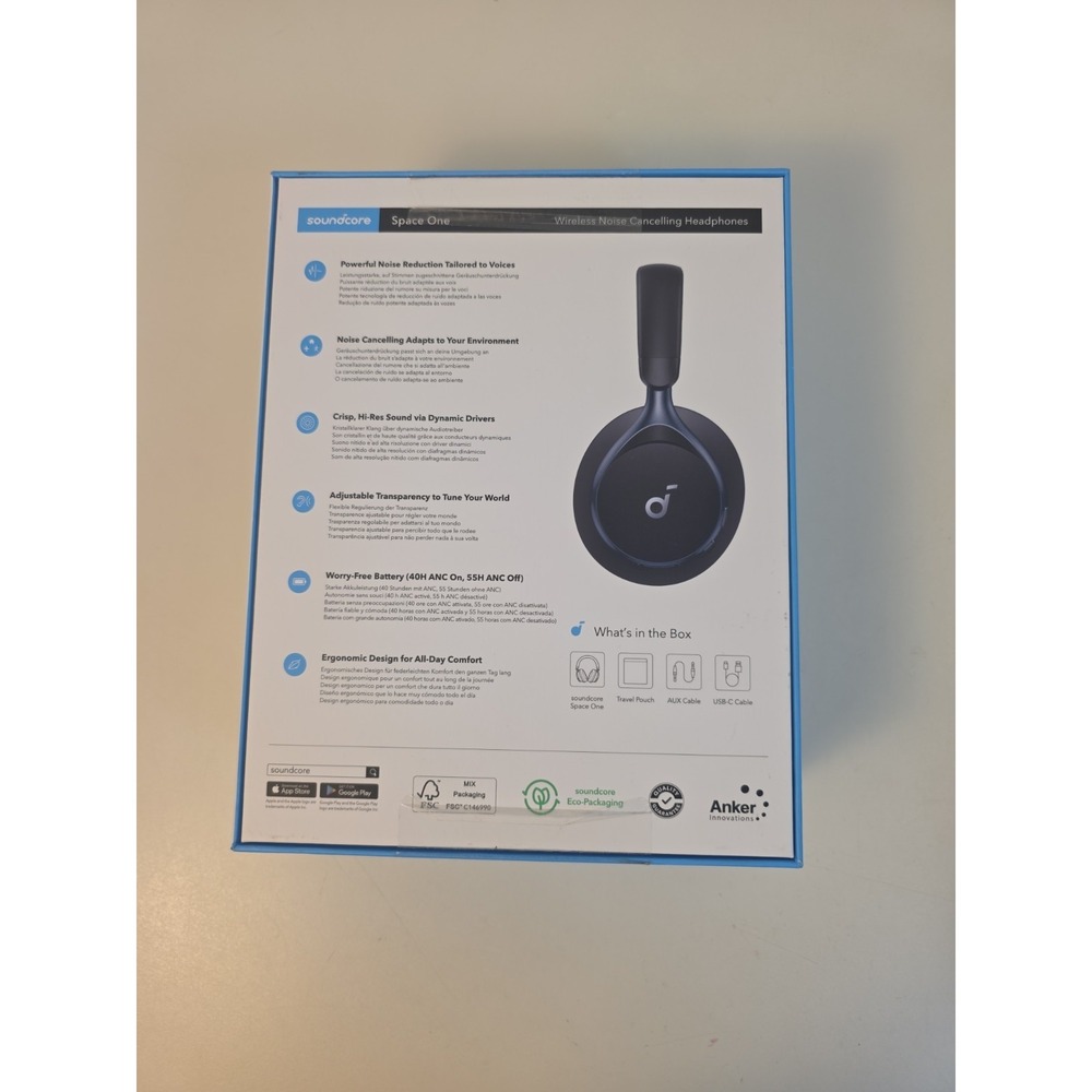 Soundcore Space One Wireless Headphones 40H ANC Playtime Noise Cancelling Tested - Picture 2 of 5